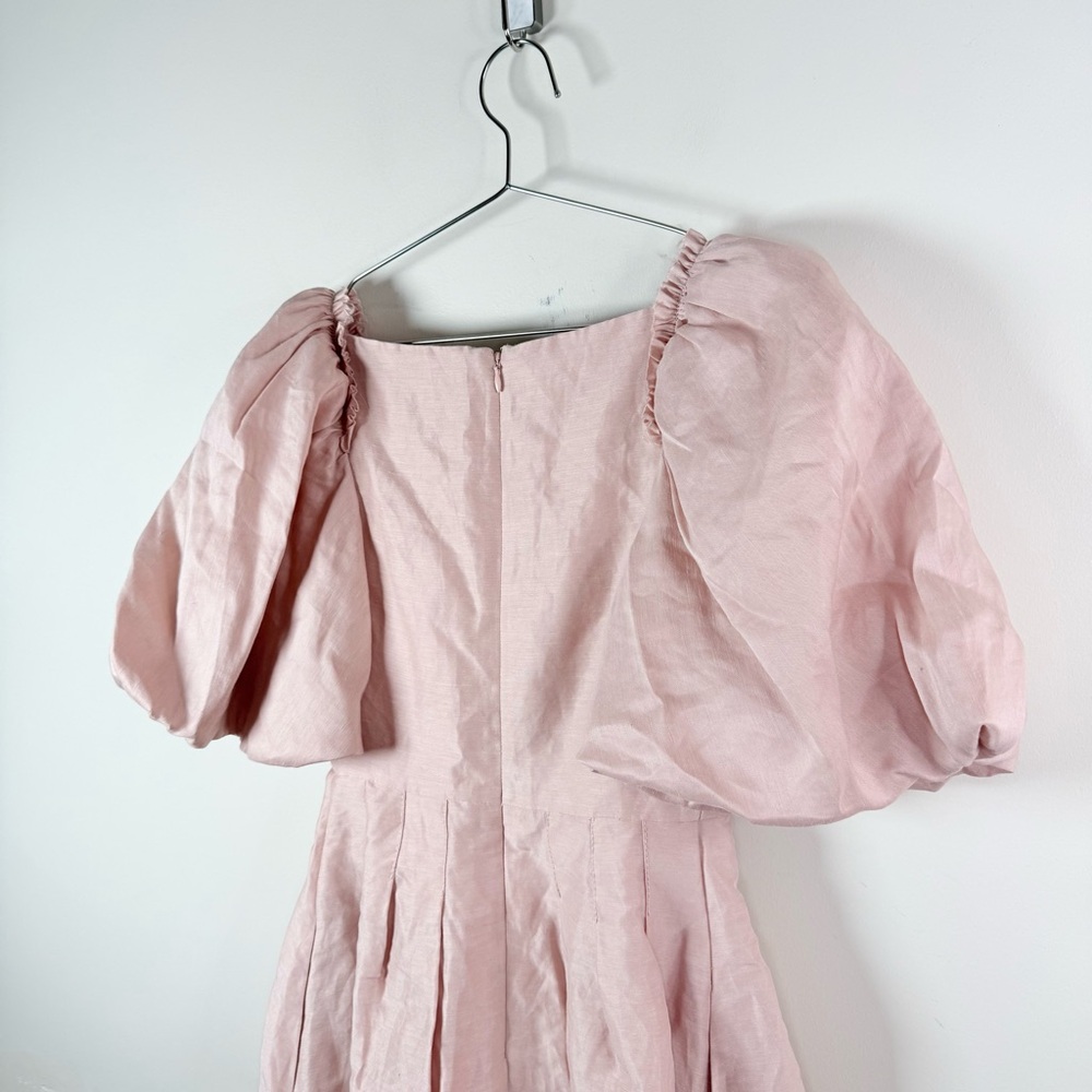 Aje. Dusk Knot Puff Sleeve Mini Dress in Blush - Picture 4 of 10